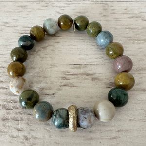 Jasper Crystal Beaded Stretch Bracelet